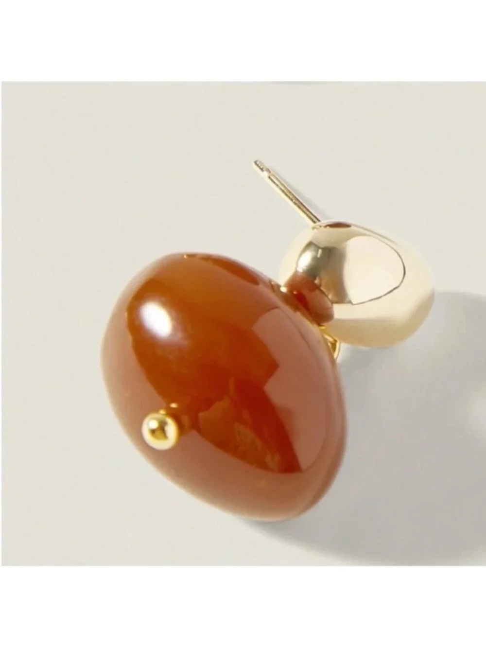 New! 18K Gold Plated Amber Bead Drop Earrings (3050) NWOT